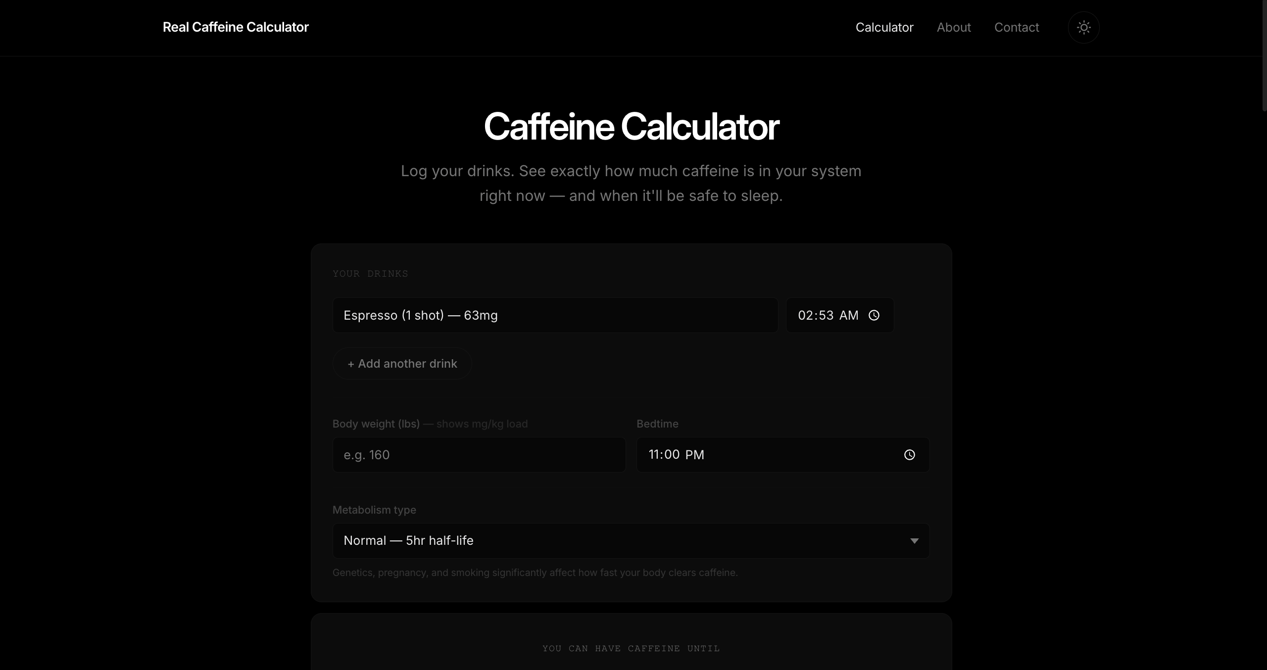 Real Caffeine Calculator