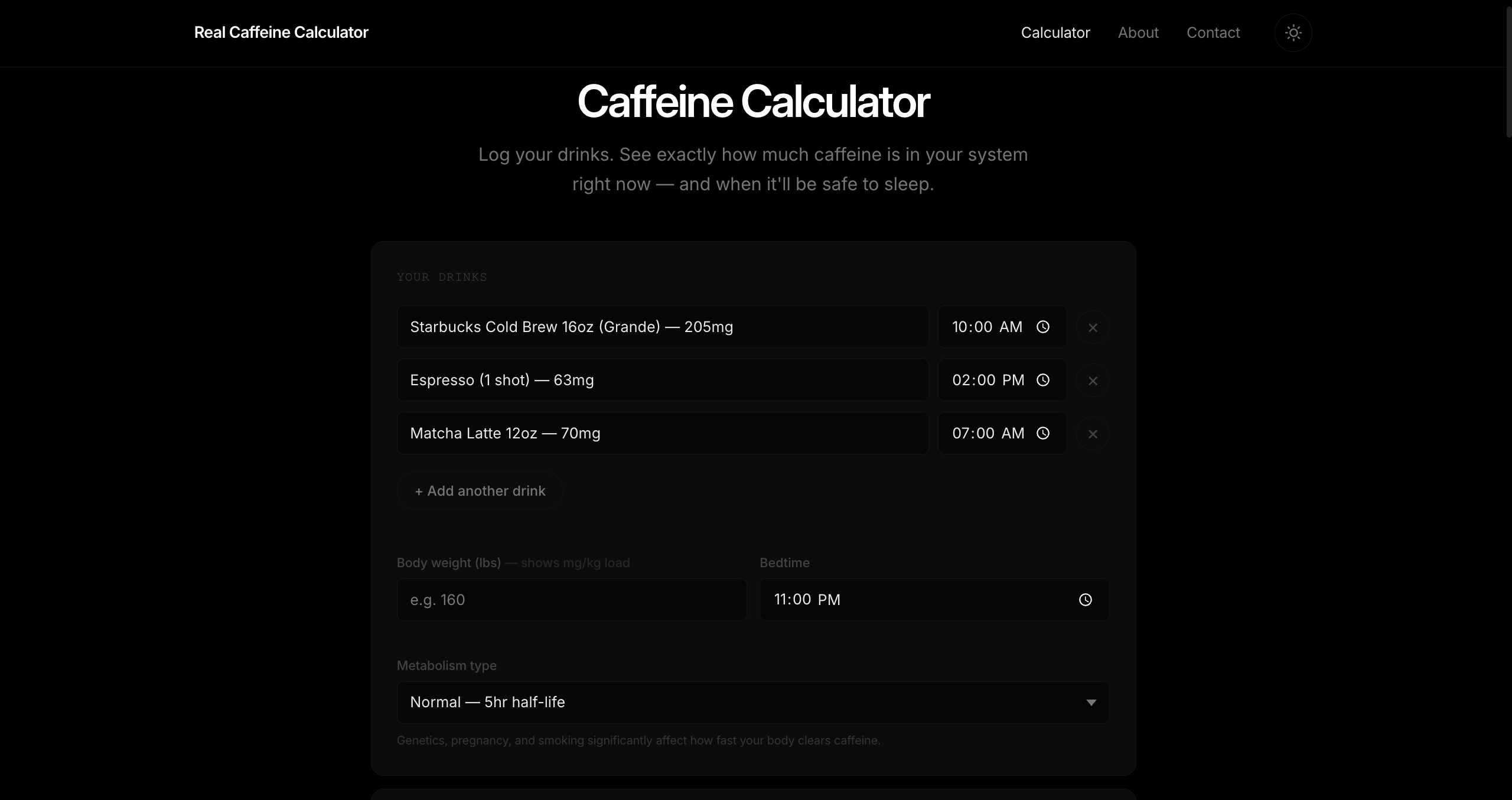 Caffeine Calculator — Drink Logger image 1