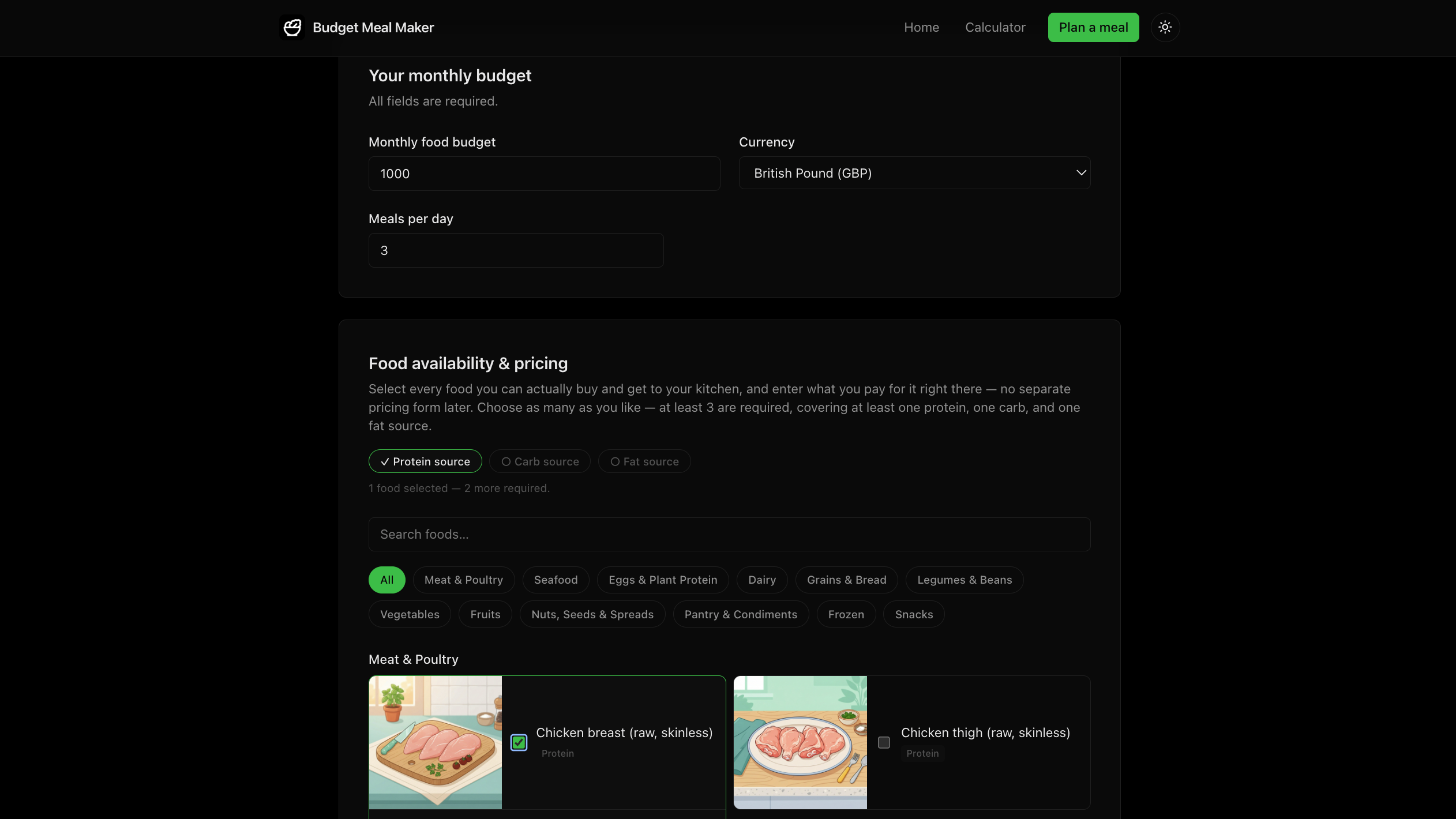Step 3: Your Food & Budget image 1