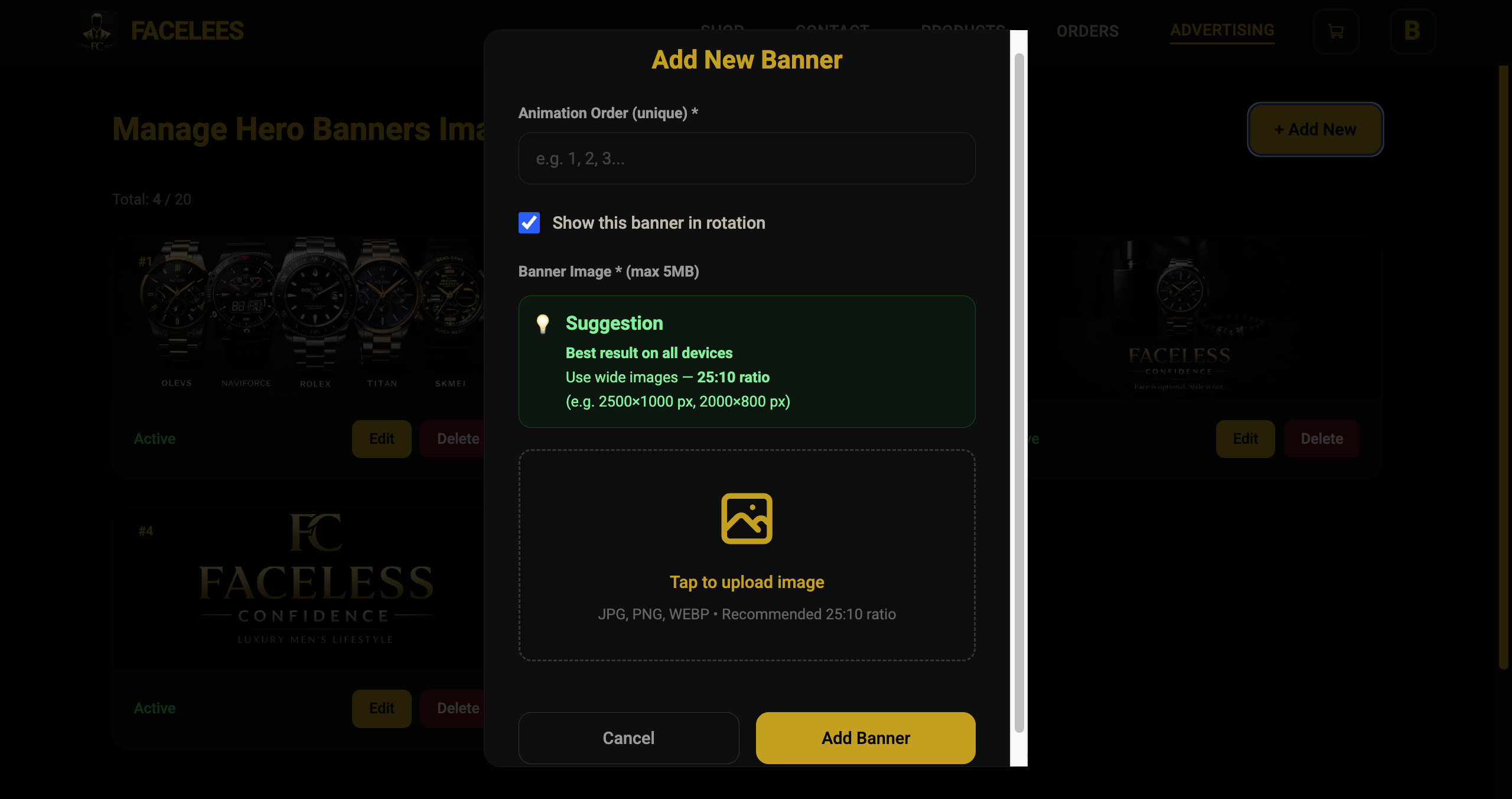 Admin Hero Banner & Branding Control image 1